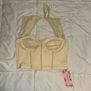 NWT Cropped corset tie back top